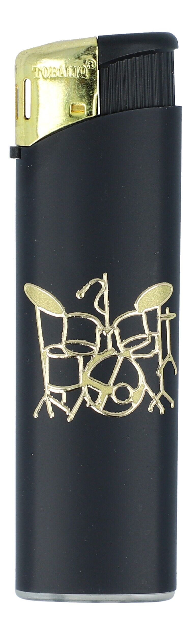Briquet électronique noir/or avec motif instrument