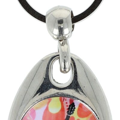 colorful key ring with musical motifs and shopping chip