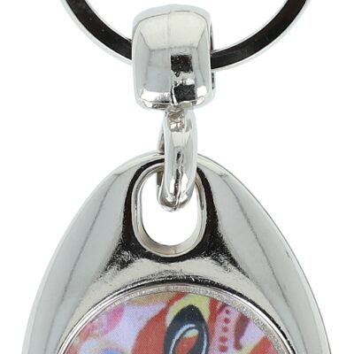 colorful key ring with musical motifs and shopping chip