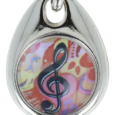 porte-clés coloré avec motifs musicaux et puce d'achat