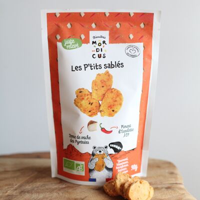 GAMME BIO - BISCUITS APÉRITIFS - Sablés tomme de vache des Pyrénées  & piment d'Espelette AOP - SACHET STAND UP