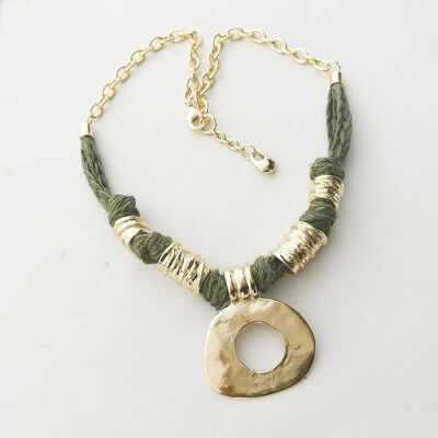 Collana Abril KT Placcata-Verde Oliva-In Oro 18K