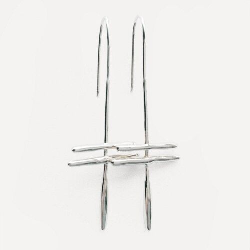 Momo 19 Earring-Brass-Silver-Fishhook