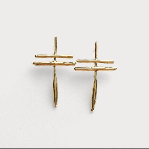 Momo 19 Earring-Brass-Gold-Stud