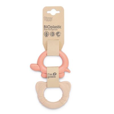 DANTOY - TINY BIO BEIßRING ROT & BEIGE-2 STCK. 8,5 - 10,5cm