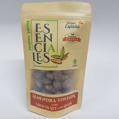 L'ESSENTIEL amandes grillées au chocolat au lait belge. paquet de 120gr