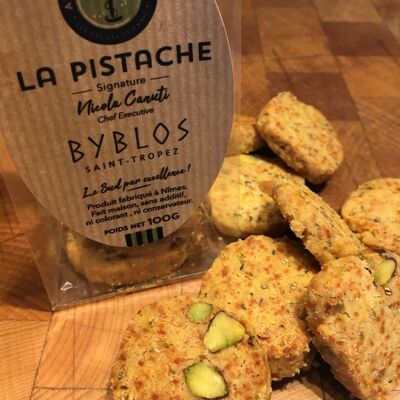 Sablé Pistache, graines de fenouil, Romarin. Biscuit Signature Le Byblos Saint-Tropez, Chef Nicola Canuti.