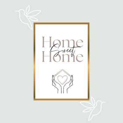 Affiche home sweet home maison et coeur