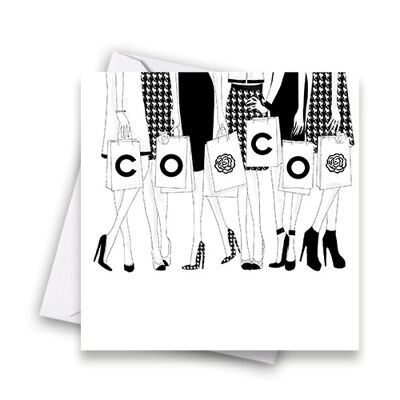 Shopaholics- Coco Greeting Card