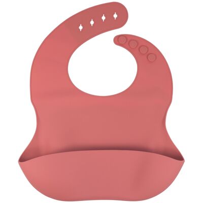 Silicone bib 'Bird of Paradise' - dark pink