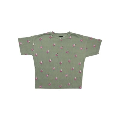 Locker geschnittenes T-Shirt mit Flamingo-Print