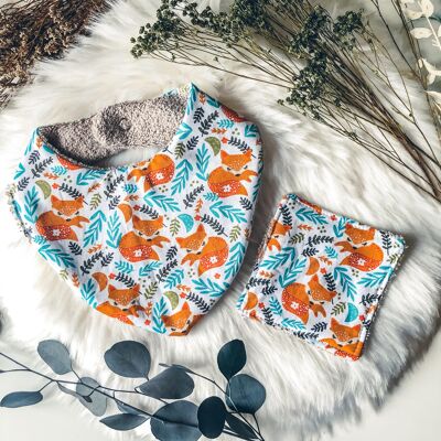 Lot de 2 bavoirs bandana pour enfant - modèle Renard