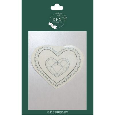 Big heart jewel b&w temporary tattoo