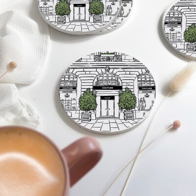 Window Shopping- Couture Fine Bone China Coaster