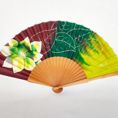 Natural silk fan floral design