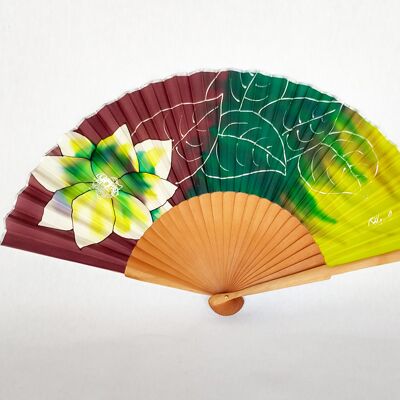 Natural silk fan floral design