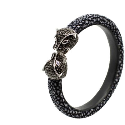 Tiger bracelet in black Galuchat