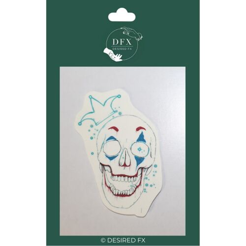 Neon skull temporary tattoo (clown, joker fake tattoo)