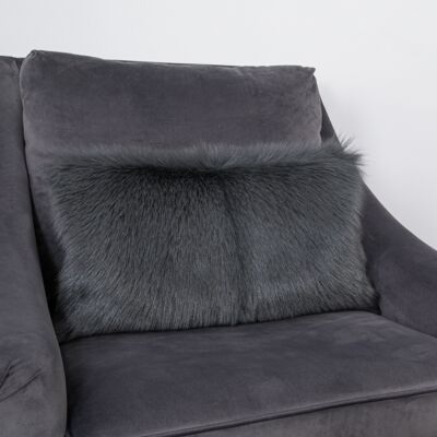 Coussin en cuir de chèvre gris fumé