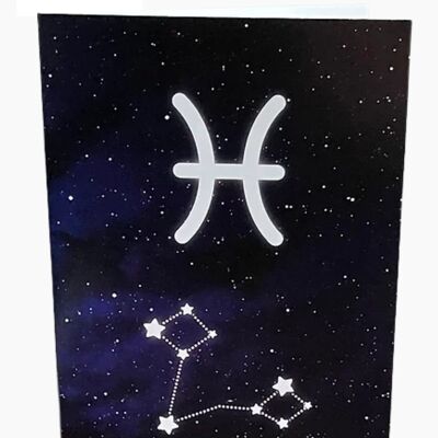 Tarjeta de cumpleaños Zodiaco Piscis Astrología - el Hechizo Púrpura