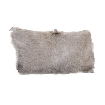 Coussin en cuir de chèvre gris clair 2