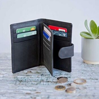 Porte-cartes de crédit en cuir de buffle noir 5