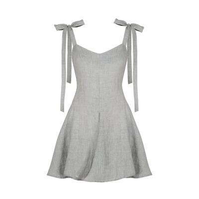 Kaya Mini Linen Dress In Nobel Grey