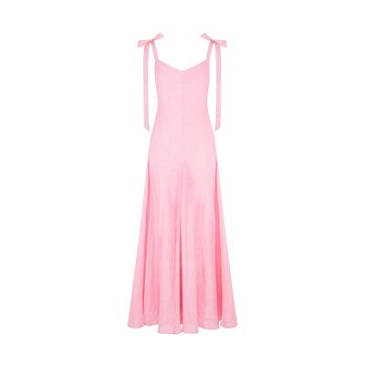 Kaya Maxi Linen Dress In Peony Pink