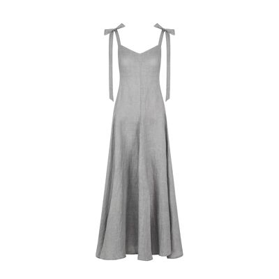 Kaya Maxi Linen Dress In Nobel Grey