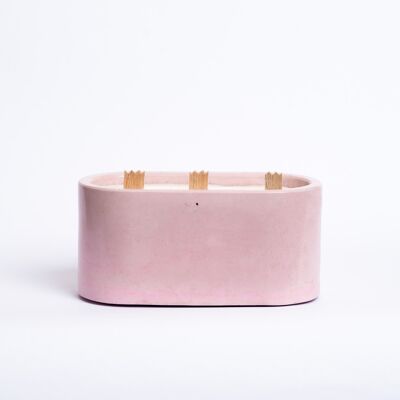 XXL CANDLE - 3 wooden wicks - Pink Concrete