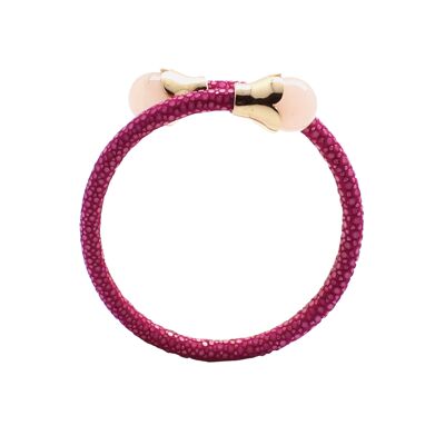 Crossed bracelet in fuchsia Galuchat