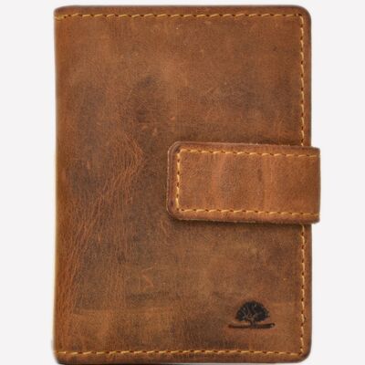 Étui de poche Vintage Card-Clip RFID cuir marron 1642EP