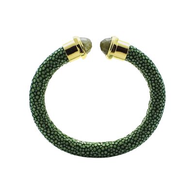 Steinarmband in grünem Galuchat