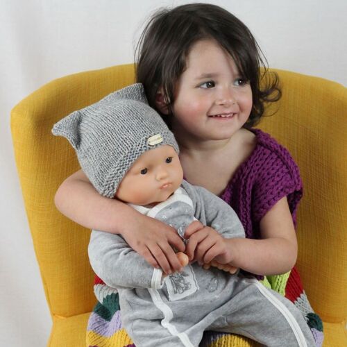 Bonnet bébé en laine gris mélange