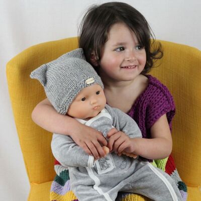 Gray melange wool baby hat