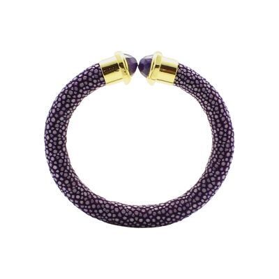 Bracelet Stones en Galuchat violet