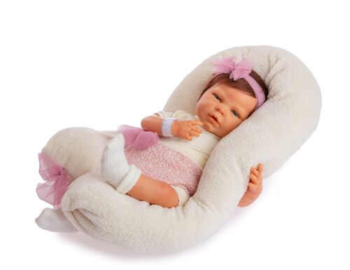 Reborn niño pololo lana tricolor rosa almohada lactancia ref: 8204-22