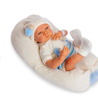 Reborn niño pololo lana tricolor azul almohada lactancia ref: 8205-22