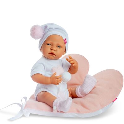 NEW BORN GIRL PINK HEART PILLOW WHITE BODY REF: 8105-22