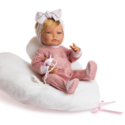 NEW BORN GIRL WHITE HEART PILLOW AND PINK POINT PAJAMAS MAKEUP PRINTED HEADBAND REF: 8106-22