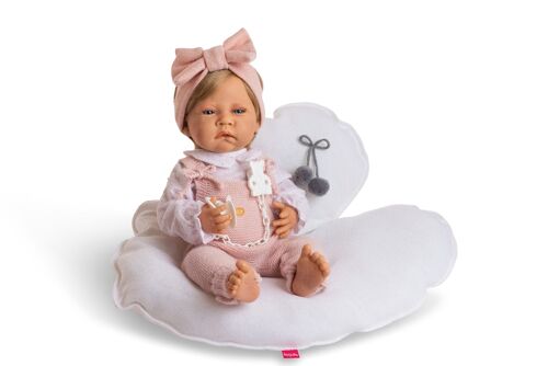 New born niña almohada corazon blanco y peto lana rosa camisa plumeti rosa ref: 8107-22