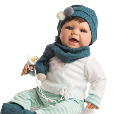 BABY SWEET BOY TRACKSUIT GREEN STRIPES AND WHITE SWEATER REF: 1223-22