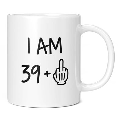 I Am 49 + Middle Finger, Funny 50th Birthday Novelty Gift Black , Regular (11oz)