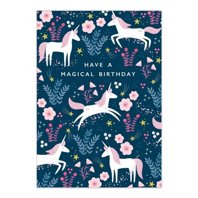 Birthday Cards | Magical Birthday Card | Unicorn Pattern