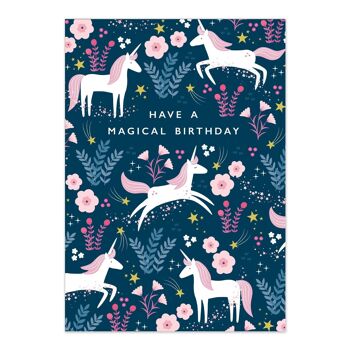 Cartes d'anniversaire | Carte d'anniversaire magique | Motif Licorne 1