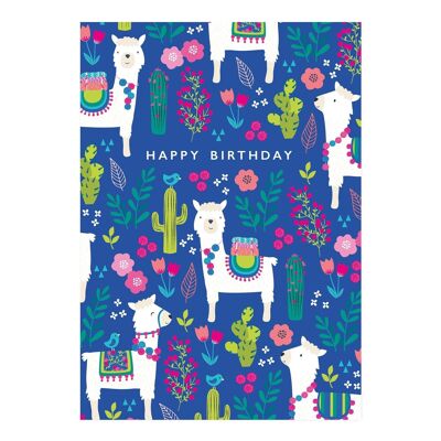 Birthday Cards | Happy Birthday Card | Pretty Llama Pattern
