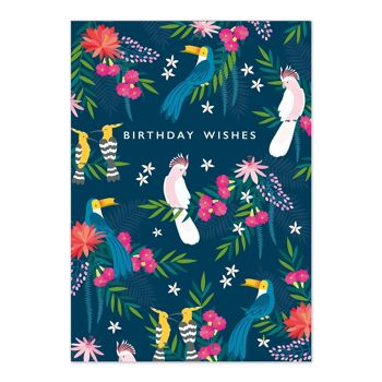 Cartes d'anniversaire | Carte joyeux anniversaire | Carte à motifs de jolis oiseaux tropicaux 1