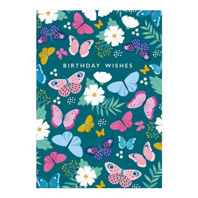 Biglietti di compleanno | Carta fantasia farfalla carina e colorata