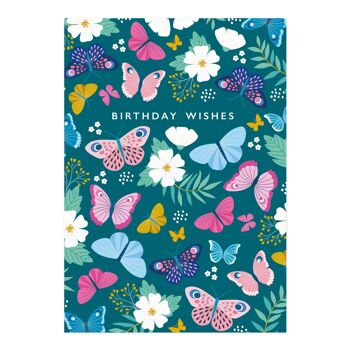 Cartes d'anniversaire | Jolie carte colorée à motifs de papillons 1