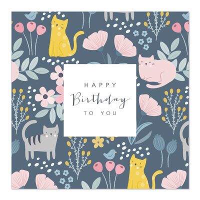 Carte d'anniversaire | Joyeux anniversaire | Joli Motif Chats